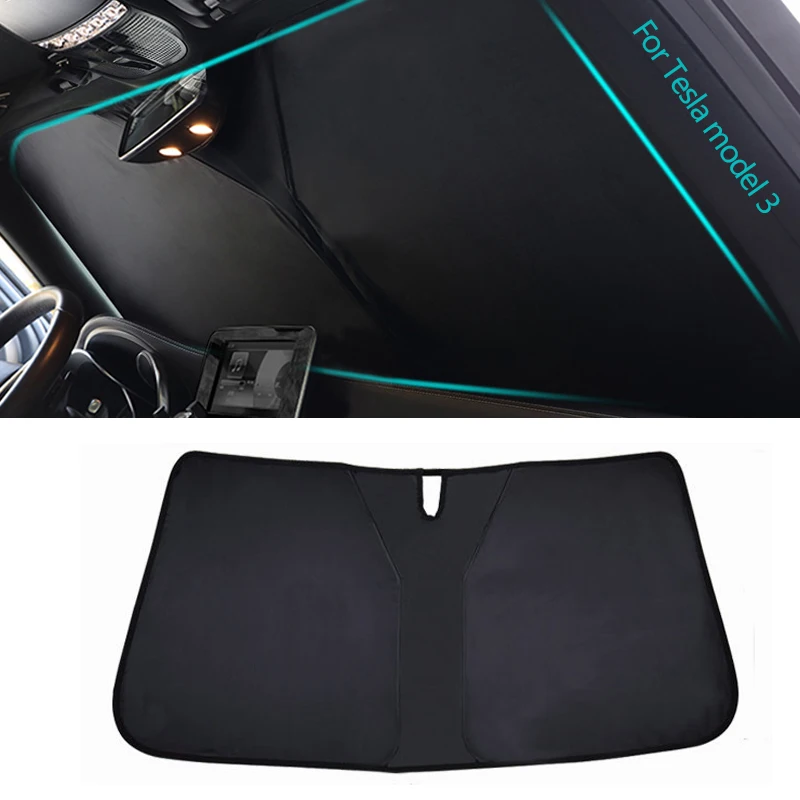 

Car Windshield Sun Shades Sunshade Cover Windscreen Protector for Tesla Model 3 Black (134X89 cm)