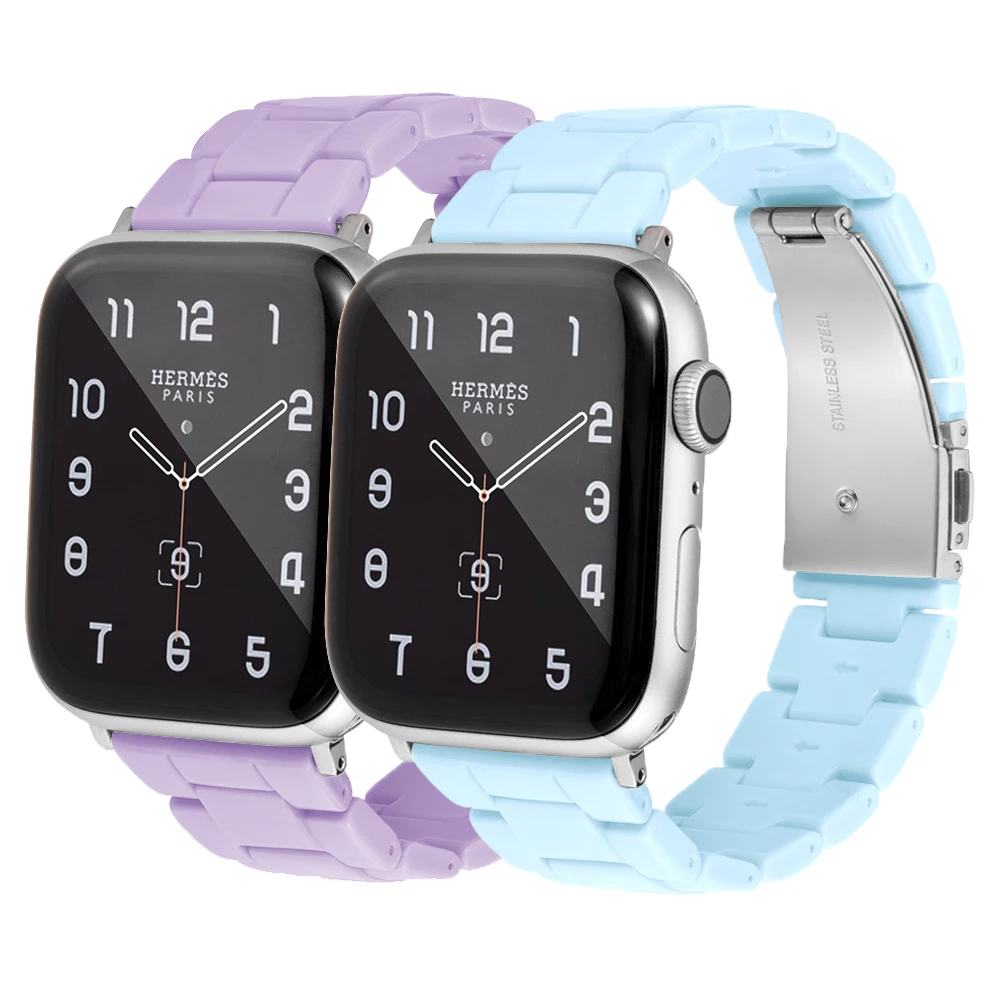 

Resin Strap for Apple Watch Band 7 45mm 44mm 40mm 42mm 41mm 38mm Woman Loop Candy Watchband for Iwatch Series 7 6 Se 5 4 3 2 1