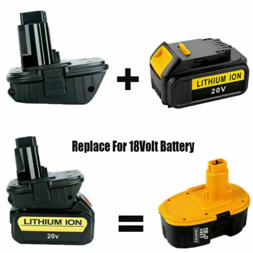 Battery Adapter DCA1820 for Dewalt 18V Tools Convert Dewalt 20V Lithium Battery for DC9096 DE9098 DE9096 with USB Black enlarge