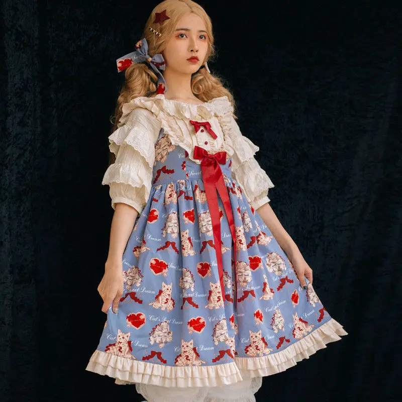 Платье в стиле &quotЛолита&quot * Желаю с изображением кошки Лолита кошка ручка АО