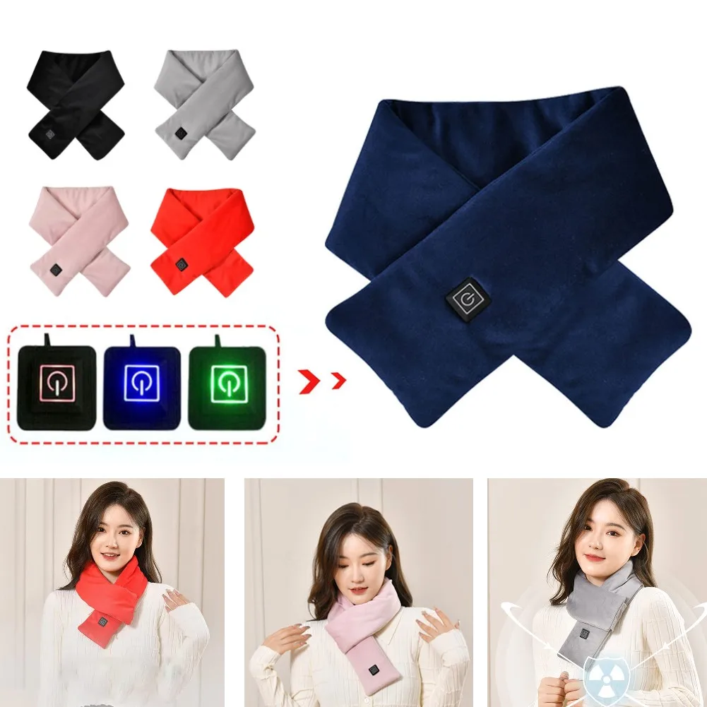 

USB Charging Electric Heated Scarf 3 Gears Adjustable Neck Warmer Scarf Fleece Washable Electric Neck Warmer 5V 8W for Women Men