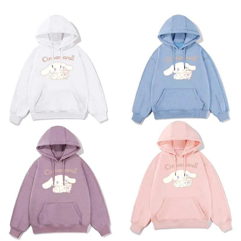 

6 Style Cartoon Anime Cinnamoroll Kawaii Cute Summer Pure Cotton Girl Womens Long Sleeve Loose Hooded Sweater Coat Birthday Gift