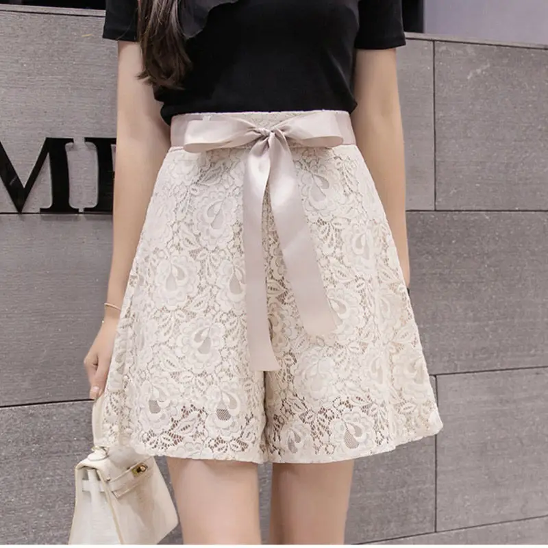 Shorts Women Summer Lace Shorts Women's 2023 Summer Korean Wide-leg Pants A-line Hakama Casual Pants Pantalones Cortos De Mujer