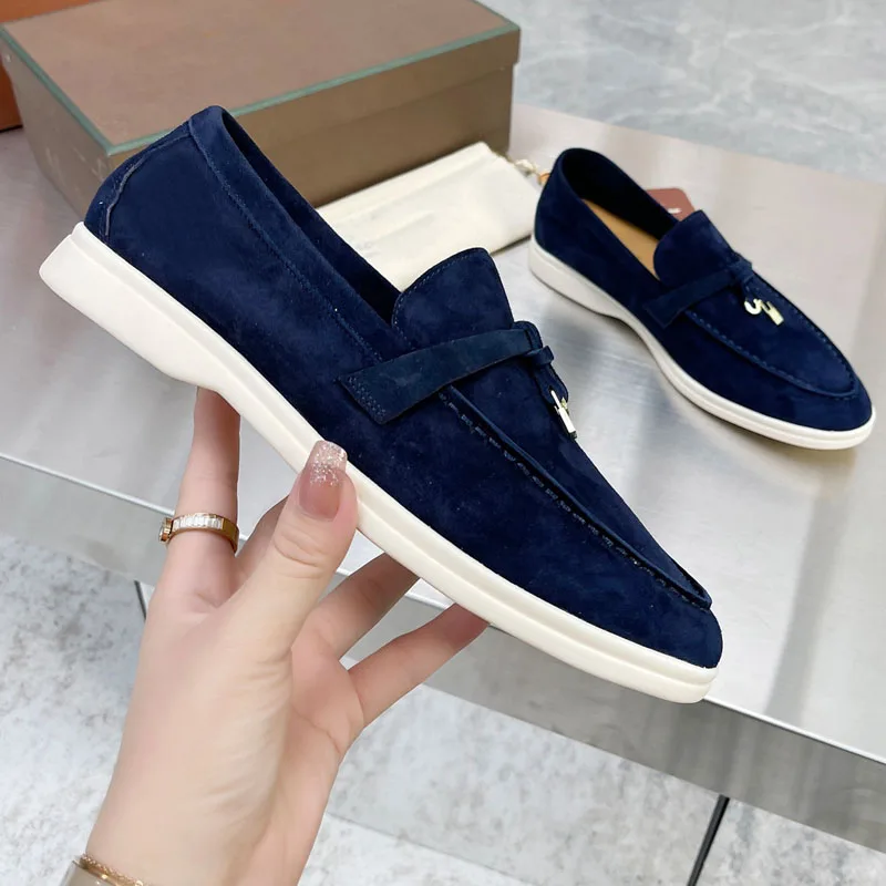 Best Quality Suede Loafers Women Moccasin Summer Walk Shoes Causal Comfortable Slip On Flat Shoes Mules Driving Beanie Shoes