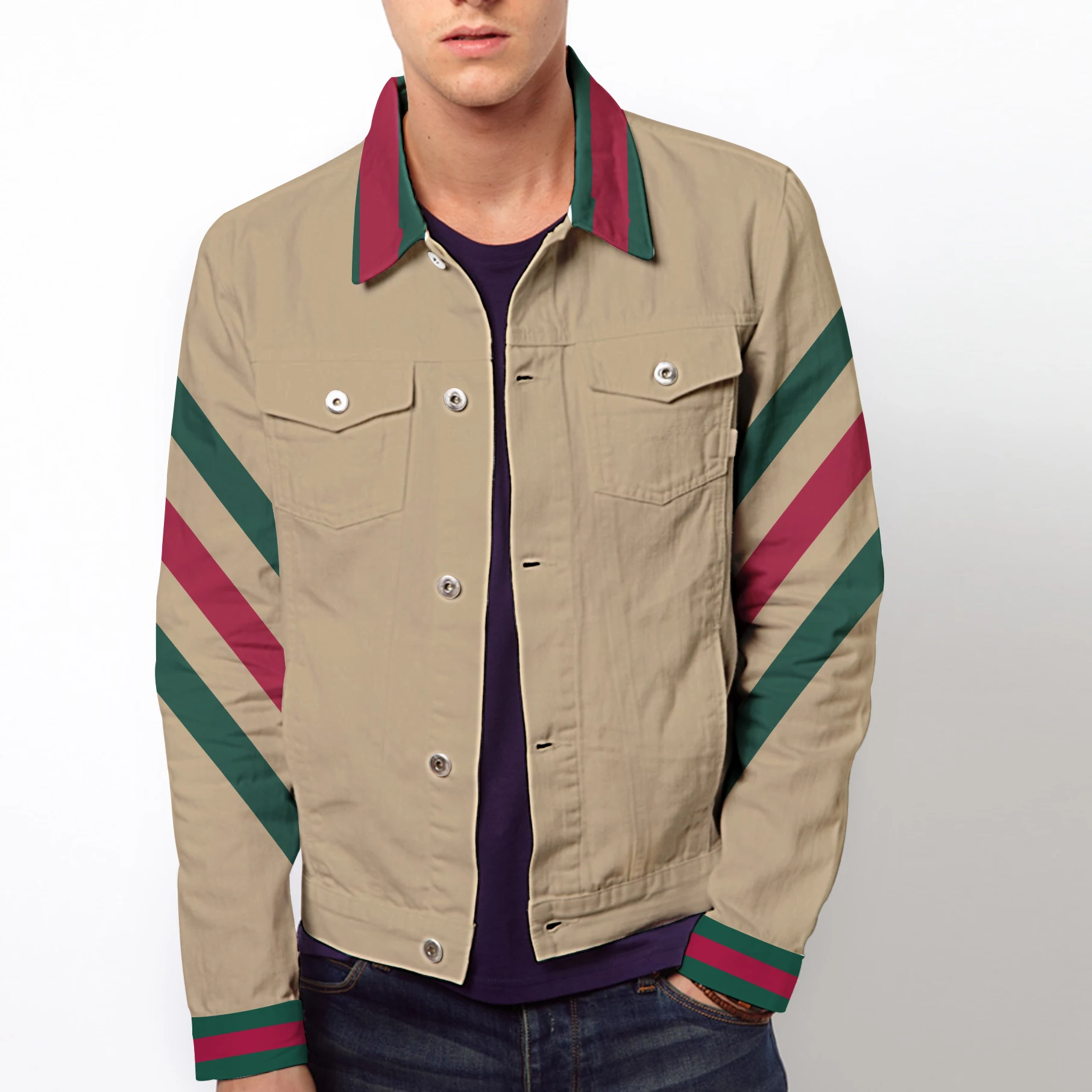 

2022 spring and autumn men's 3d denim jacket fashion slim jacket men's casual denim jacket