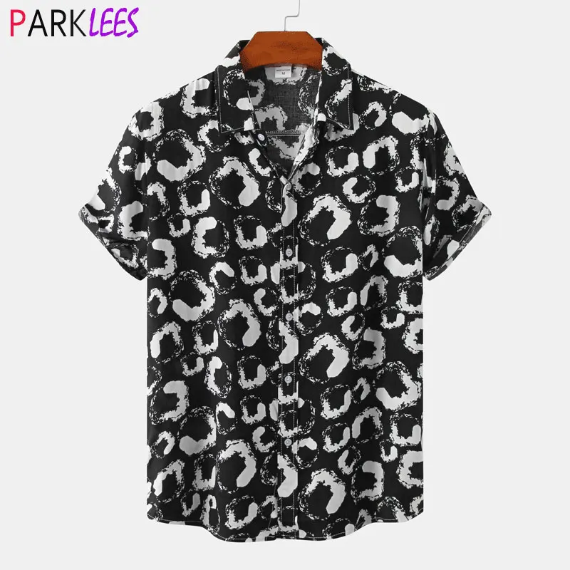 

Черная Гавайская пляжная рубашка для мужчин, лето 2022, короткий рукав, быстросохнущая тропическая рубашка Aloha, фанки, повседневная одежда для...