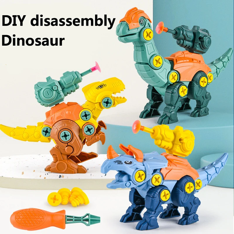 

Children Dinosaur Construction Disassembly Toys Educational Shooting Model Screwdriver Assembled Building Block Toy For Boys