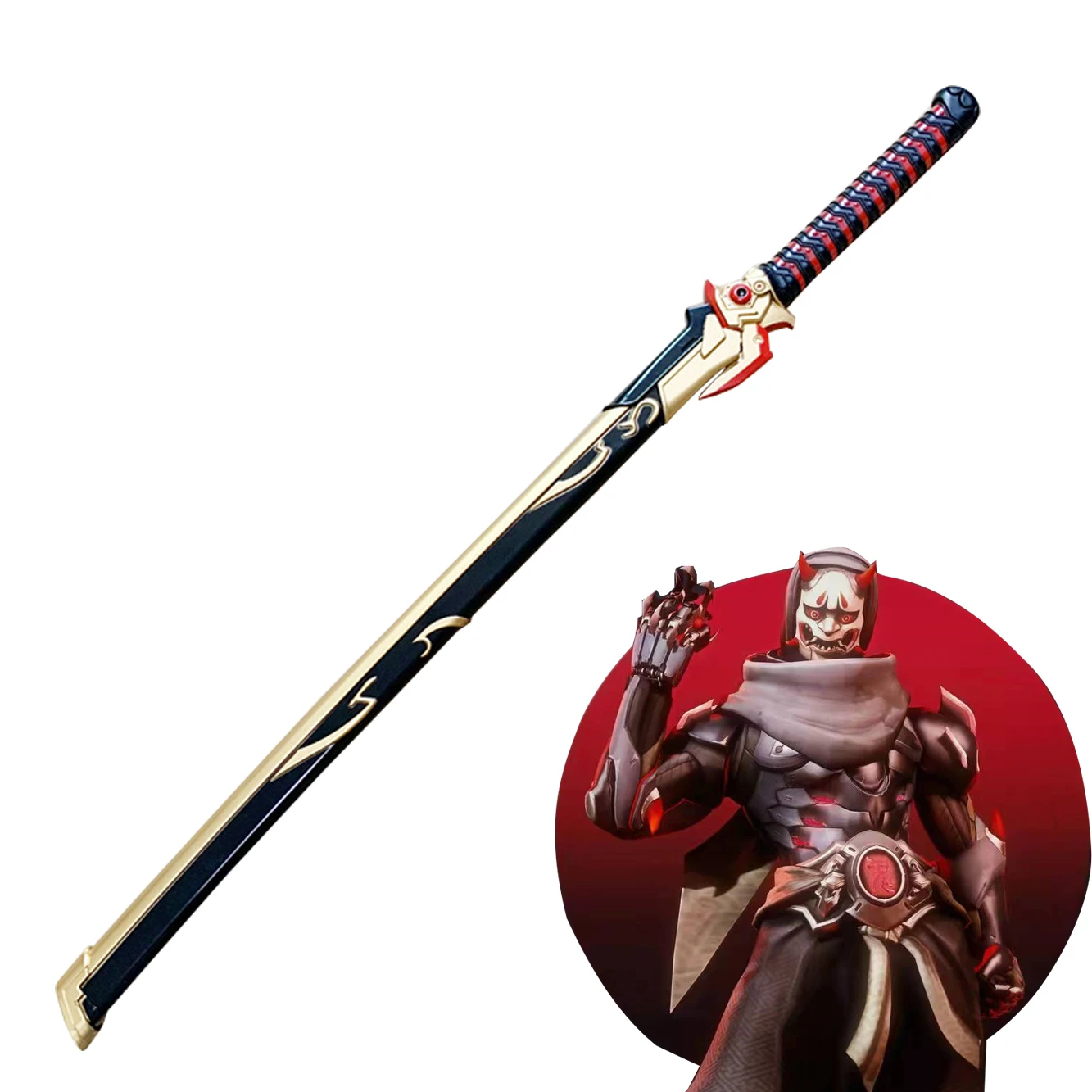 Overwatch Cosplay Game Genji Evil Spirit Sheath 106cm Knife Shimada Genji Katana Role Play Game PU Weapon Model Toy Prop Sword