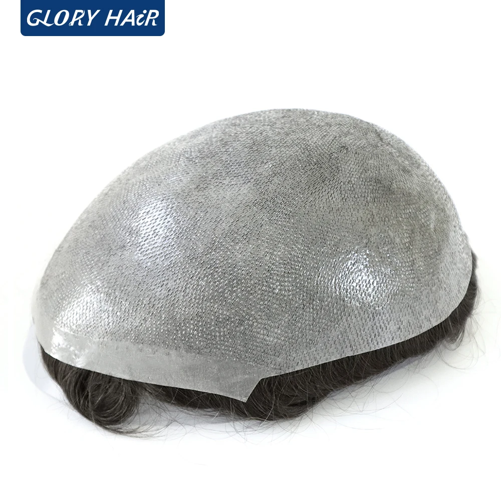 Gloryhair Free Shipping PU Wig Male Various Sizes Human Hair Natural Hairpiece for Hair Loss Man