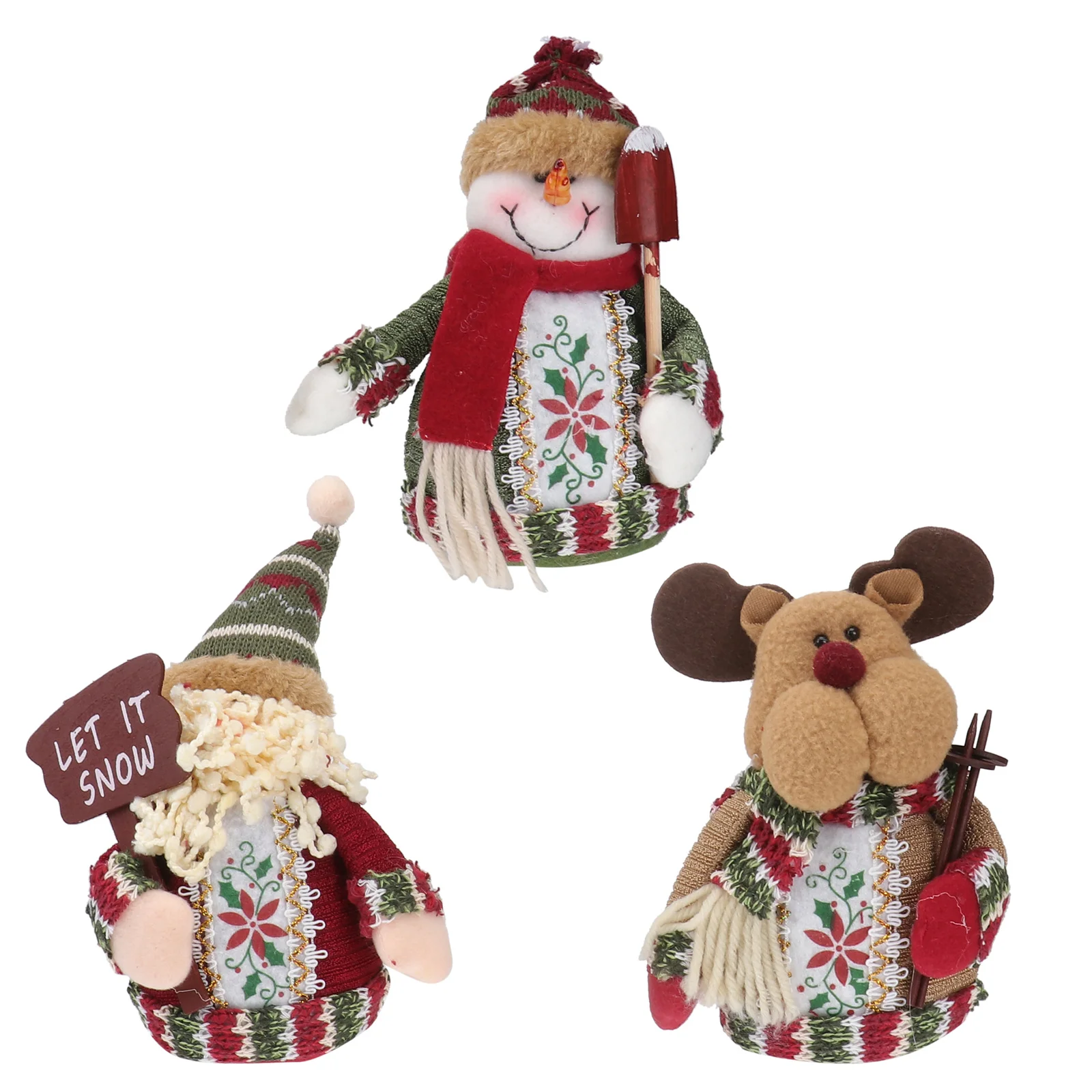 

3pcs Christmas Creative Funny Desktop Decor Gift Snowman Santa Claus for
