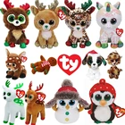 TY Beanie Boos сверкающие конфеты Рождественская серия олень Сияющий теплый детский Рождественский подарок памятная Коллекционная 15 см