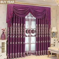 european style curtains for living dining room bedroom luxury chenille embroidered curtains four color optional finished custom