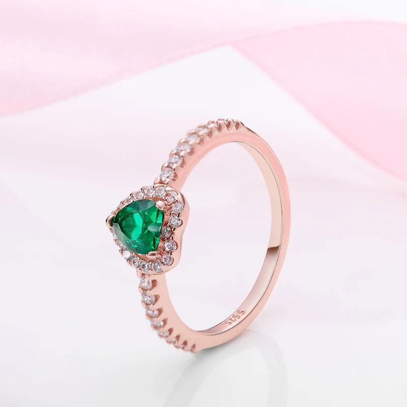 

Silver Color Ring Women Engagement Jewelry Anniversary Silver Color Heart Emerald Ring Ladie European DIY Jewelry 2022 New Hot