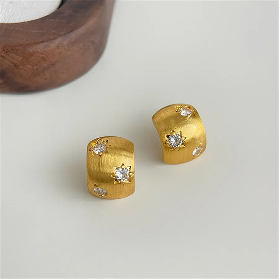 Винтажные позолоченные серьги-гвоздики со звездами и цирконием для женщин