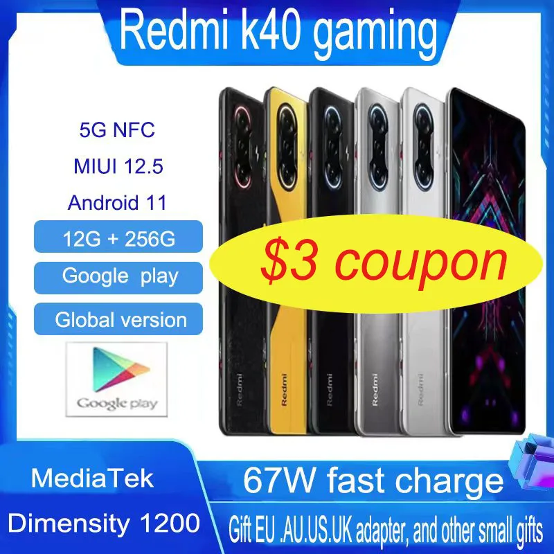 NFC Global ROM Xiaomi Redmi K40 Gaming Smartphone 8GB/12GB 256GB Android 11 MIUI 12.5 eight cores 1200 Octa Core