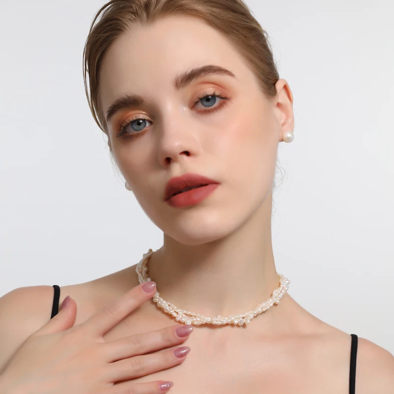 

Vintage Multilayer Irregular Baroque Natural Freshwater Pearl Necklace Party Clavicle Chain Original Classical Fine Jewelry