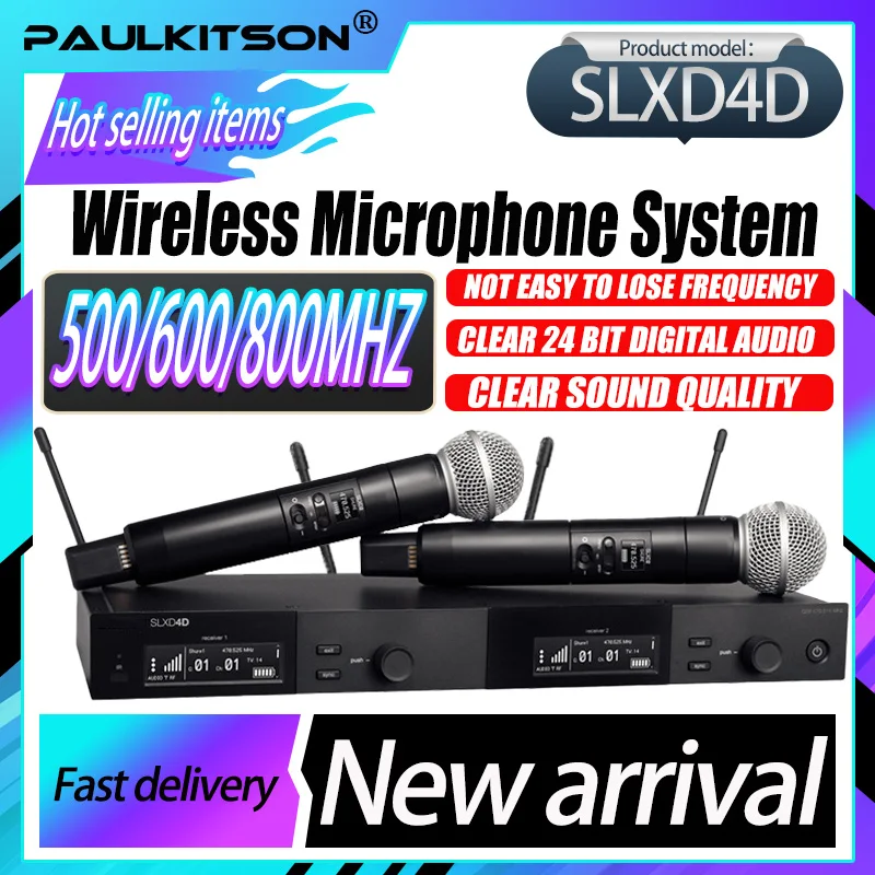 Двухканальный беспроводной ручной микрофон Paulkitson SLXD4D/B58 цифровой высококлассный