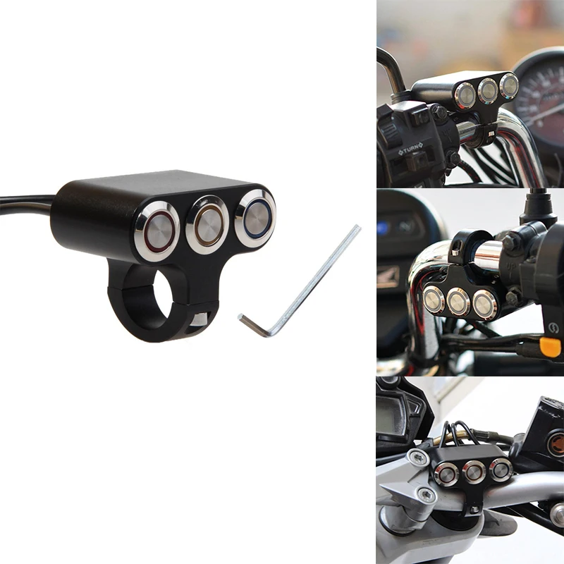 

Motorcycle Handlebar 3 Led Indicator Light Switch Adjustable Mount Waterproof Button Switch DC12V,Lock Switch