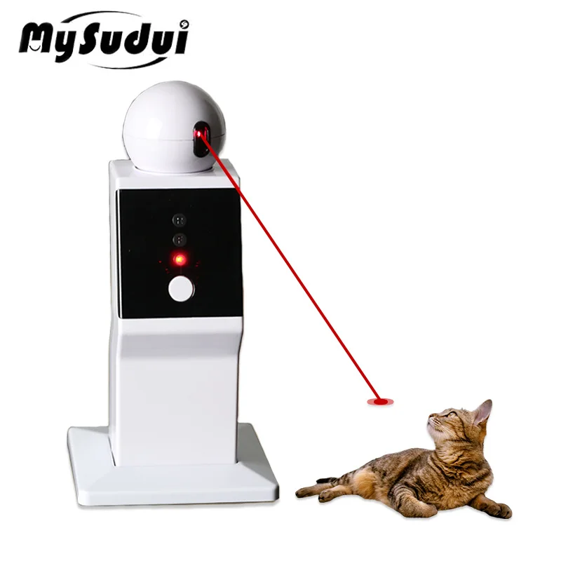 

Умная Лазерная Игрушка Mysudui для кошек, интерактивные вращающиеся лазерные игрушки со светодиодной подсветкой и зарядкой от USB, тренировочна...