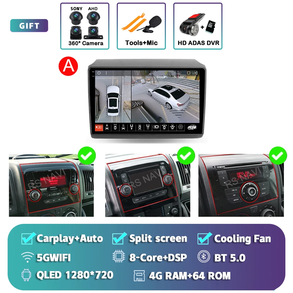 

Android 15 для Fiat Ducato Peugeot Boxer Citroen Jumper 2006-2022 2K QLED Android Автомобильный радиоприемник Мультимедийный стереоплеер GPS CarPlay
