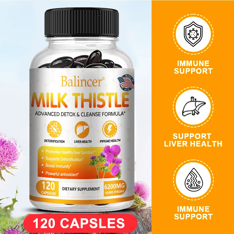 

Milk Thistle Antioxidant Supplement for Healthy Skin, Liver, Detoxification, Digestion, Cholesterol, Immune System, Anti-Aging