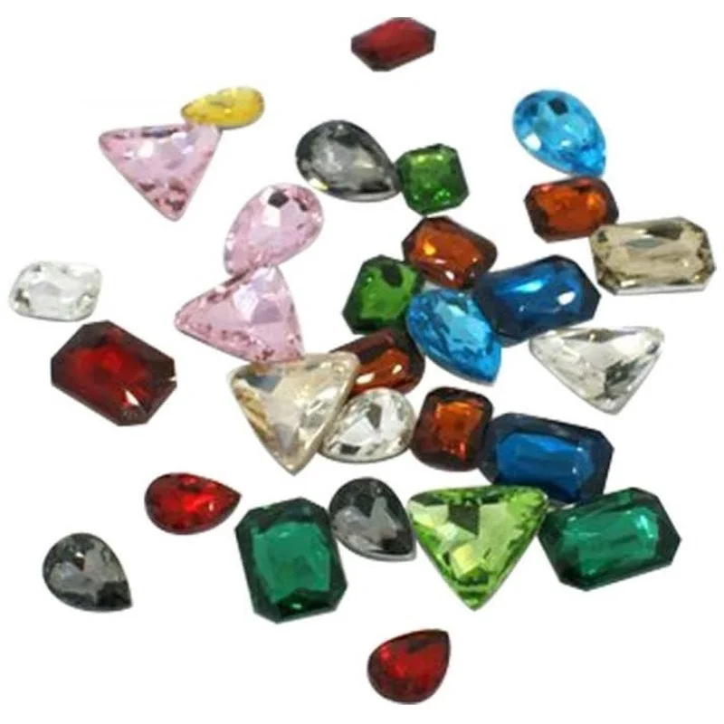 

50pcs Glass Pointed Back Rhinestone Back Plated Rivoli Back and Faceted Drop Mixed Style Mixed Color for DIY Jewelry
