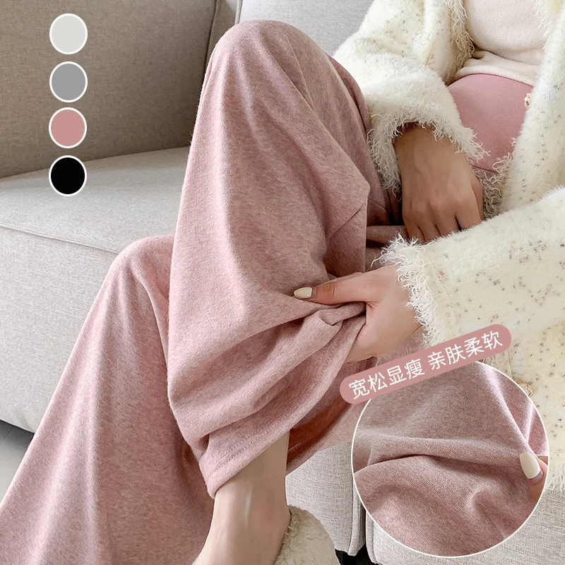 

Осенние модные мягкие кашемировые длинные брюки для беременных свободные прямые брюки с широкими штанинами для беременных женщин