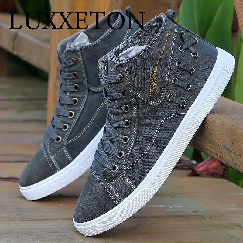 

High-top Canvas Shoes Men Autumn New Baita Denim Fashion Solid Color Casual Cloth 2022