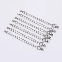 10pcslot stainless steel extension tail chain lobster clasp diy bracelet necklace extender chains for jewelry making findings