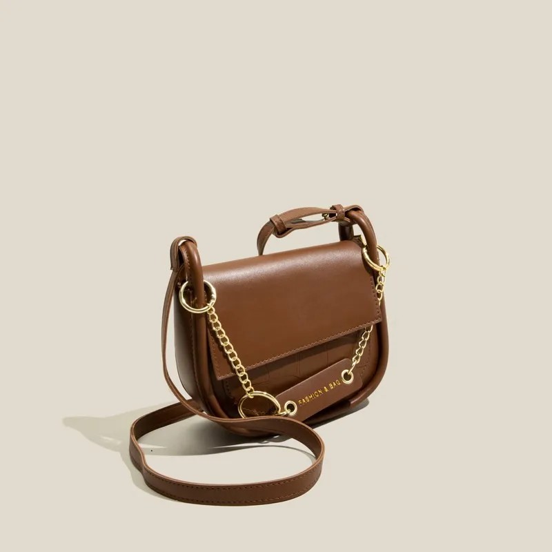 

Jenny&Dave Fashion Saddle Bag Women England Style Simple Solid Chain Commuter Shoulder Bag Leather Bag Messenger Bag Vintage