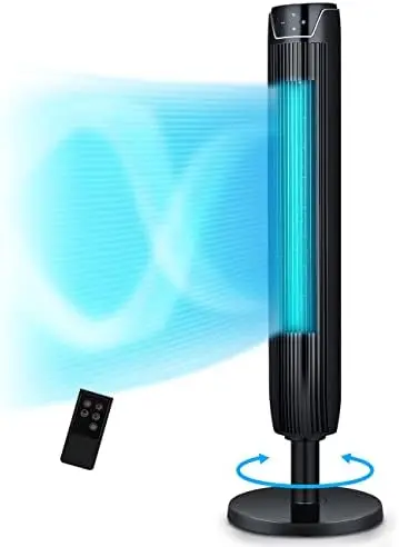 

for Bedroom, 42 Inch Oscillating Cooling Fans with Remote, Quiet Bladeless Floor Powerful Fan, 3 Modes, Buit-in 7Hrs Timer and L