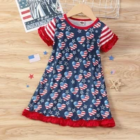 kids dress childrens summer ruffles short sleeve independence day striped girls dresses unique festival teen girl clothes 1 5y