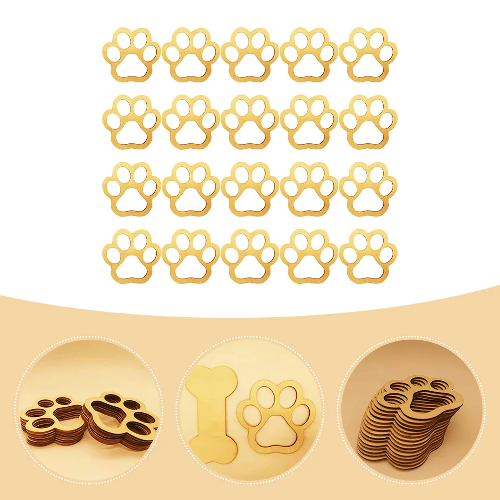 30 шт. деревянные украшения в виде собачьей лапы DIY банк-ломтики незавершенные