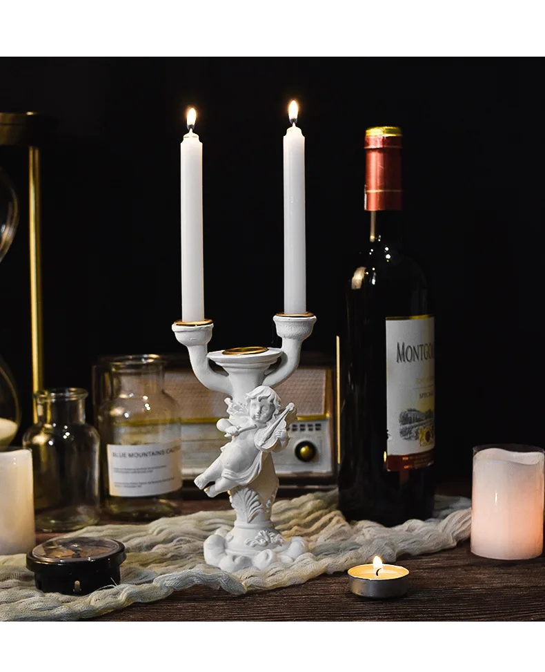 Романтический белый ангел Купидон подсвечник украшения из смолы украшение и