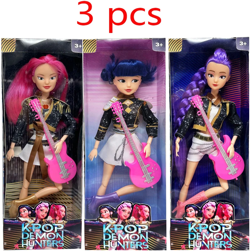 Фото Набор из 3 фигурок K-Pop Demon Hunters: Аниме-персонажи K-Pop Girl Group, мультяшные фигурки Руми, Зои, Мира, виниловые куклы-модели, подарок для девочек №5