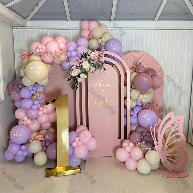 

131/181pcs Purple and Beige Balloons Garland Arch Kit Lavender Balloon Princess Birthday Girls Shower Country Wedding Decoration