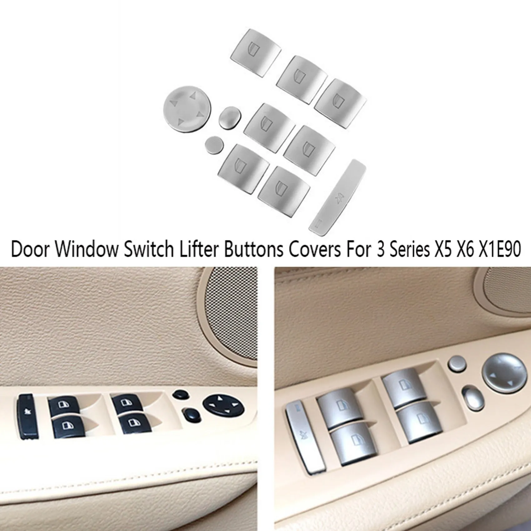 

Door Window Switch Lifter Buttons Covers Trim Interior Stickers for BMW 3 Series X5 X6 X1E90