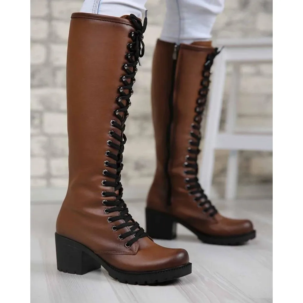 

Devinia Laced Up Zipper High-Heeled Women 'S Boots