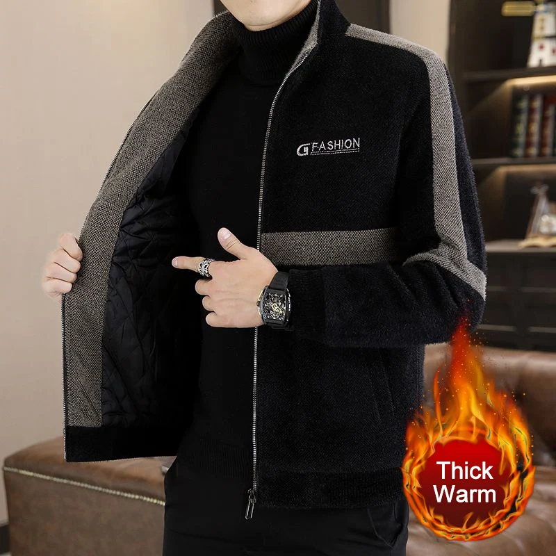 

Thicker Zipper Embroidery Pattern Winter Coat Men Woolen Jacket High Quality Windbreaker Men Jacket Clothing Wool Trench Coat