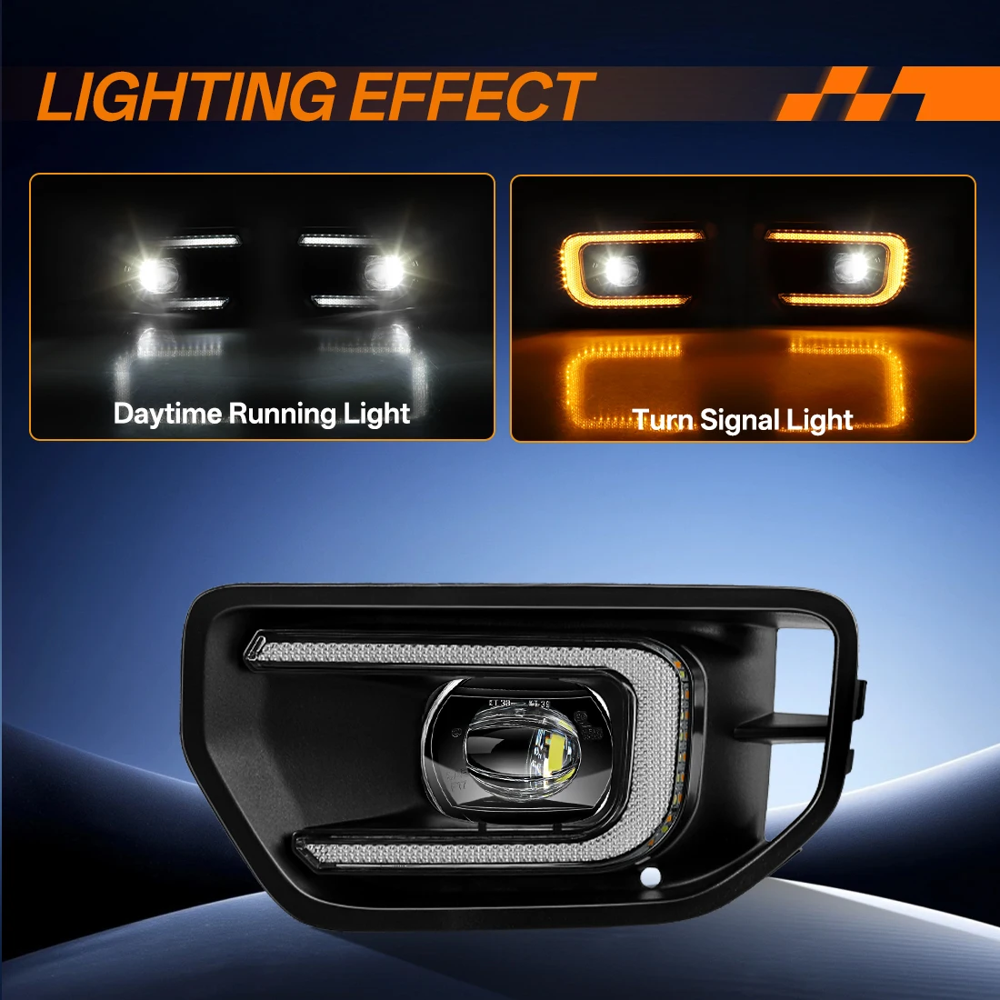 Фото Комплект светодиодных ДХО и противотуманных фар для Ford RANGER T9 XL XLT 2023 2024 2025, передние дневные ходовые огни, противотуманные фары, динамический указатель поворота, 12В №3