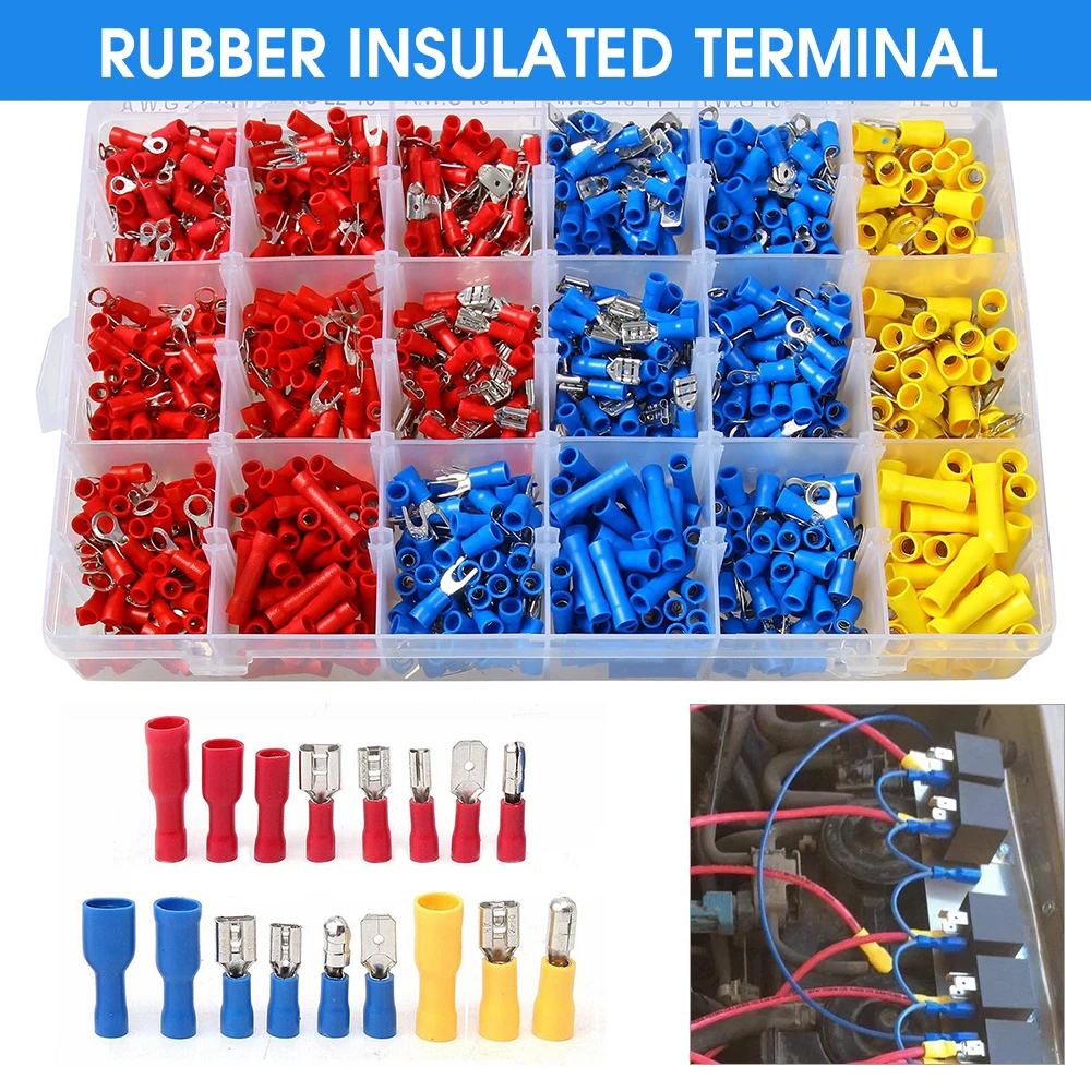 1200 шт./лот папа женский Ассорти Полный Изолированный вилка U-тип набор клемм