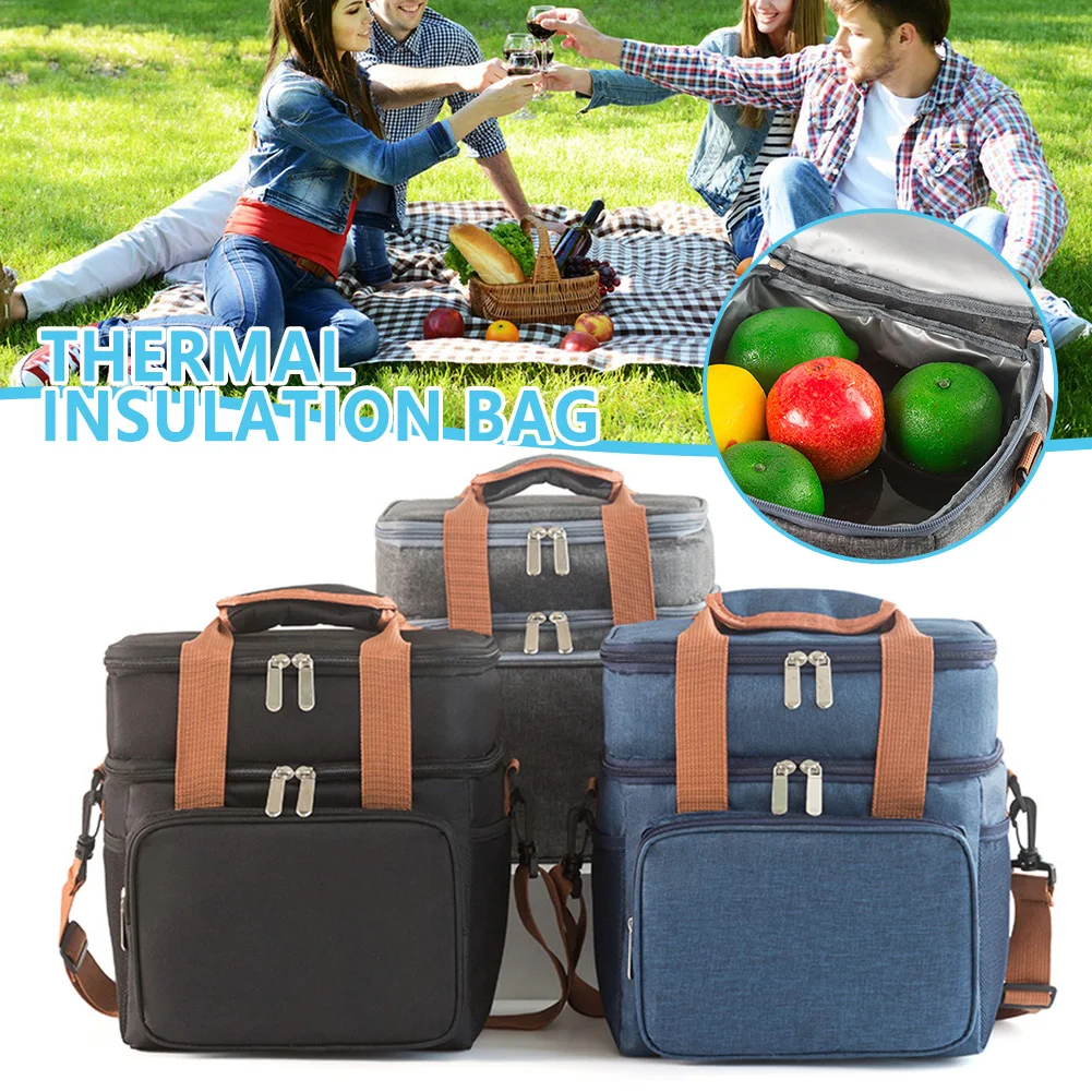 

Double Layer Picnic Bag With Adjusted Strap Leak-Proof Outdoor Picnic Bag For Children Kids Adult