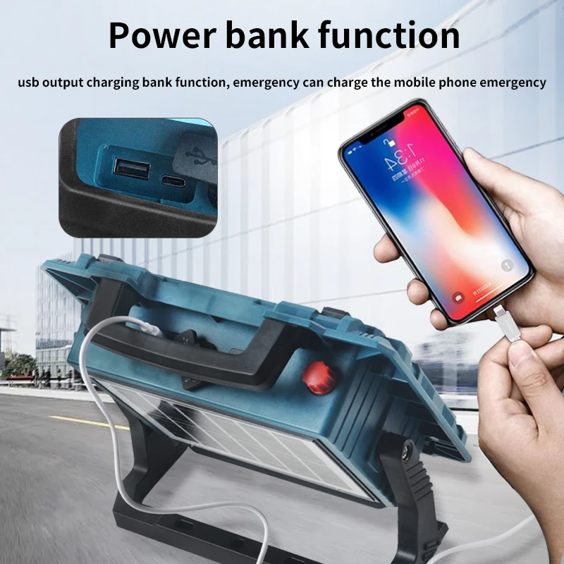 Многофункциональный прожектор на солнечной батарее яркий портативный двойной