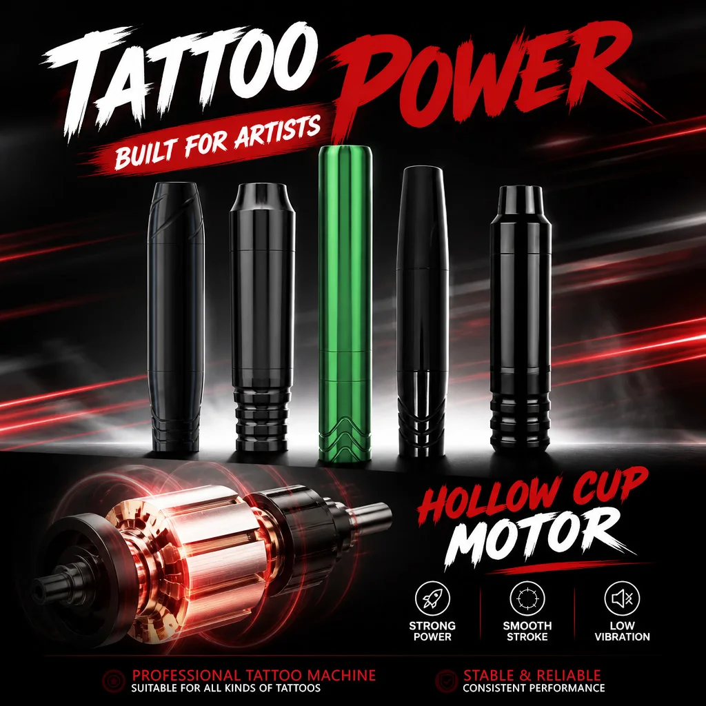 Фото Беспроводная роторная машинка для татуажа Kiss of Dragon Coreless Motor PMU, многоцветная, для микроблейдинга бровей, губ и век. №1
