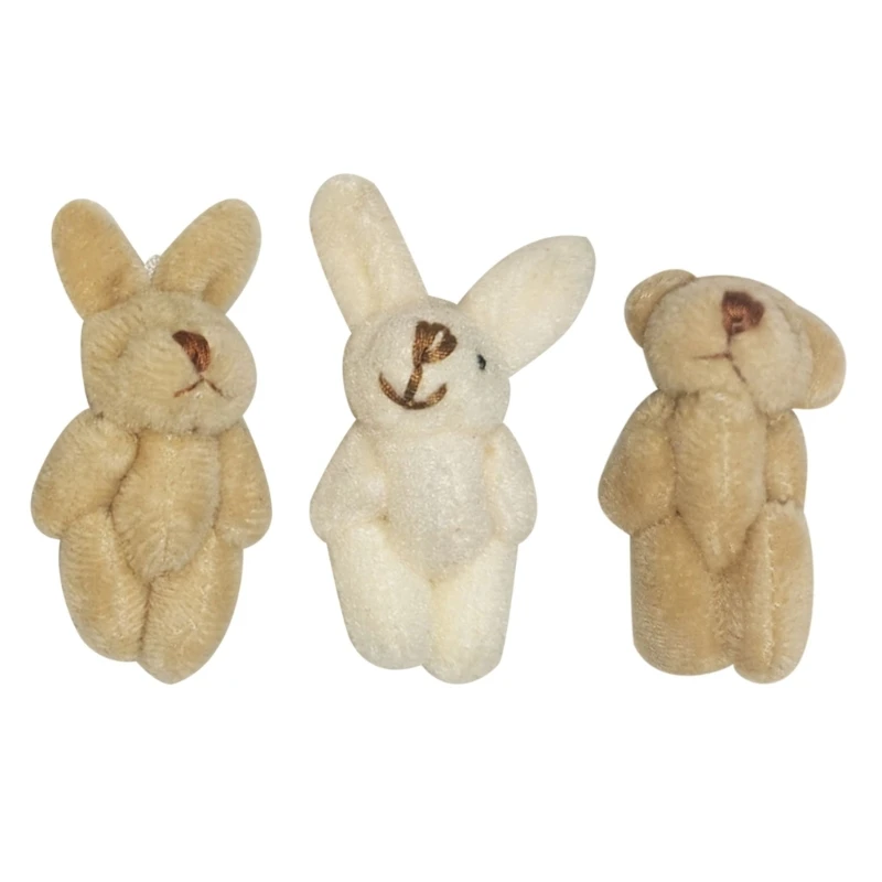 

Mini Animal Toy Soft Stuffed Animals Plush Bunny/Bear DIY Keychain Accessory