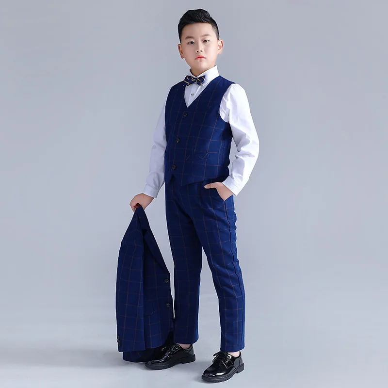 

2022 Pluse Size Formal Boy Wedding Suit Teenager Kids Party Outfits Dresses Gentleman Boy Business Sets Tuxedo Baptism Costume