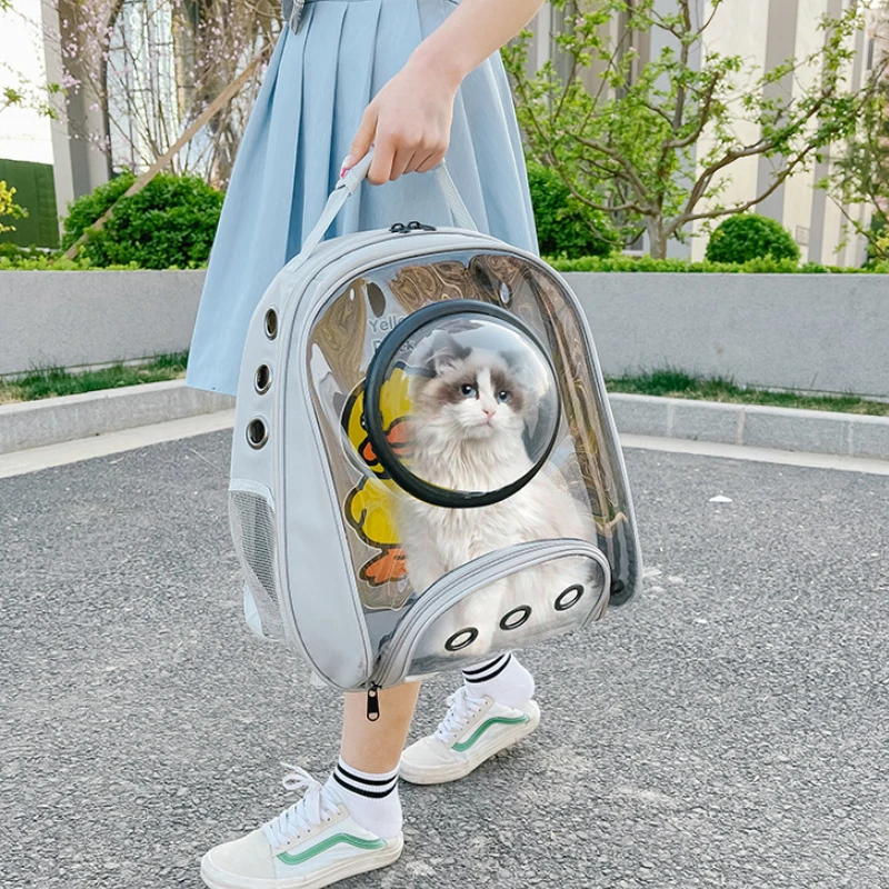 

Прозрачный дорожный рюкзак для домашних животных, вместительная переноска для щенков и кошек, клетка для перевозки питомцев