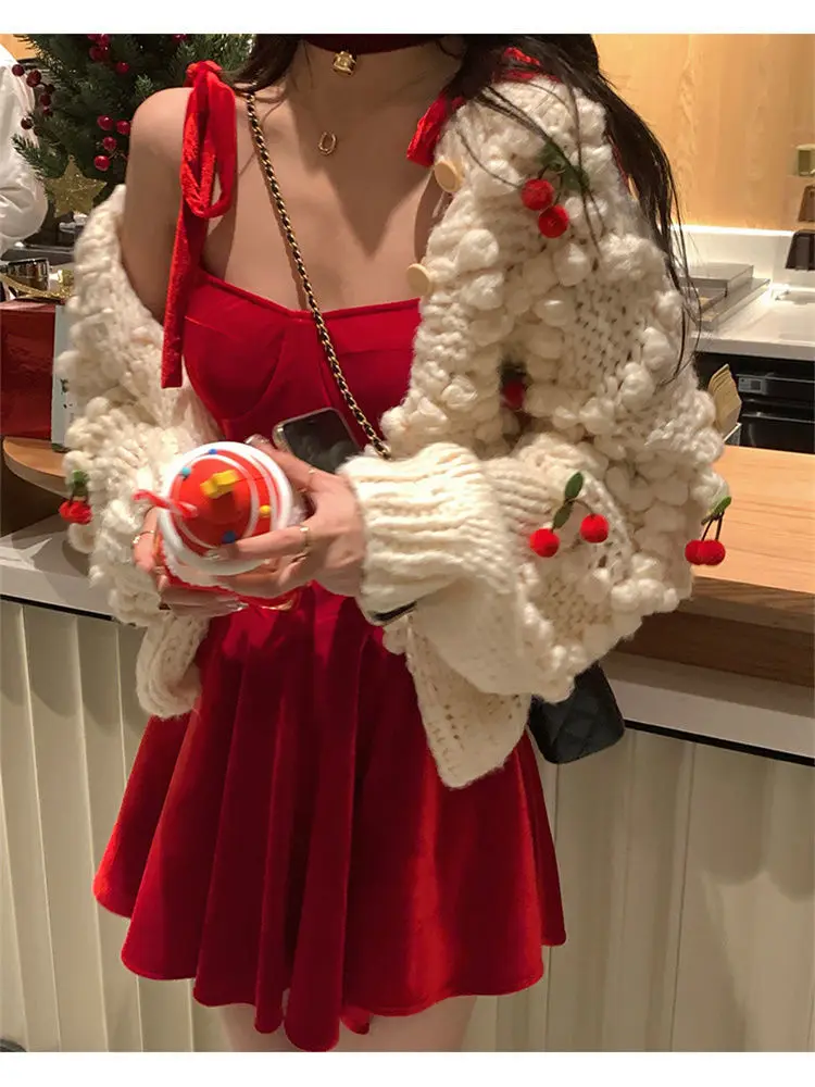 Свитер вязаный двухцветный с длинным рукавом y2k |