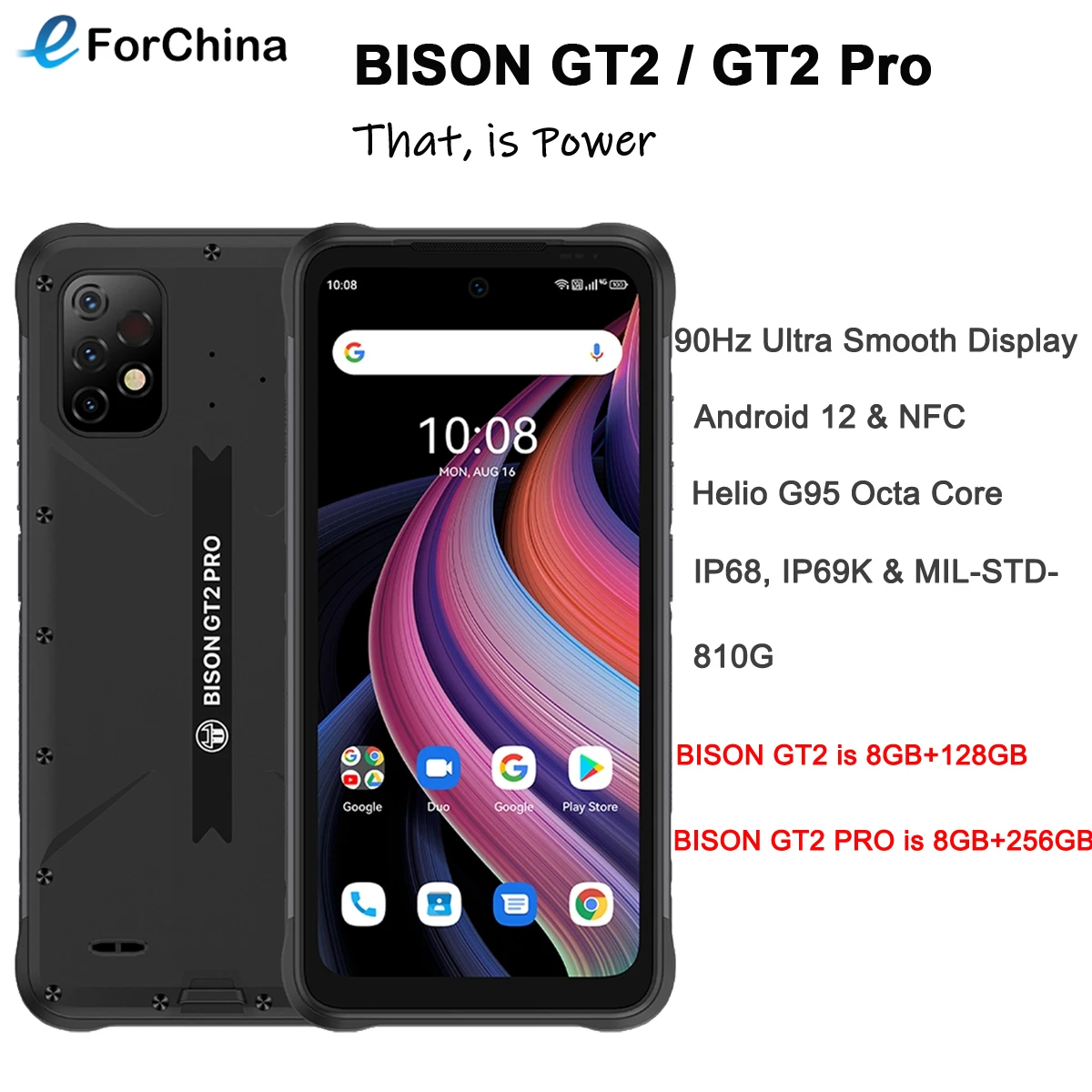 UMIDIGI BISON GT2 PRO 4G Android 12 Rugged Smartphone Helio G95 Octa Core 6.5" FHD+ NFC 64MP Camera 6150 mAh Battery Phone