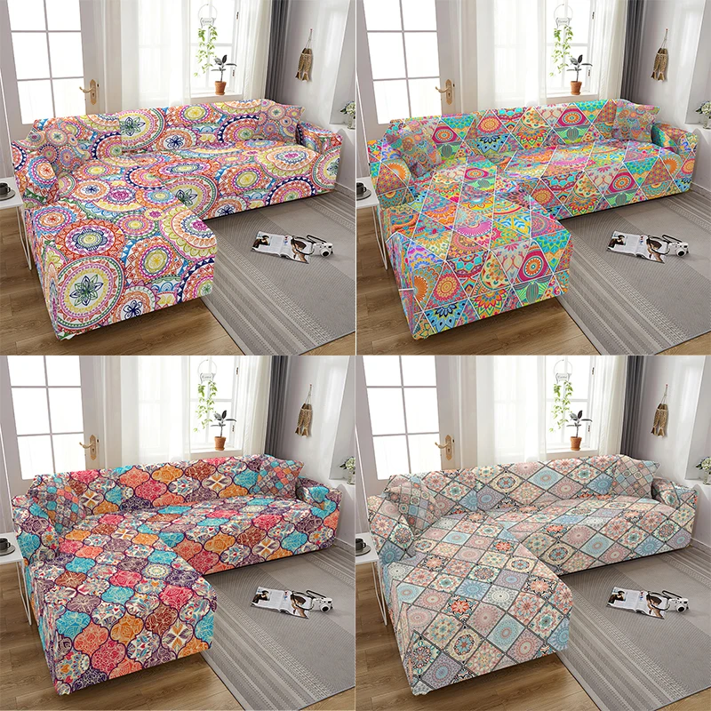 

Mandala Series Sofa Cover Home Decor Geometric Patterns All Inclusive Elasticity Sofa Cover Sectional Sofa Cushion Cover 1PC